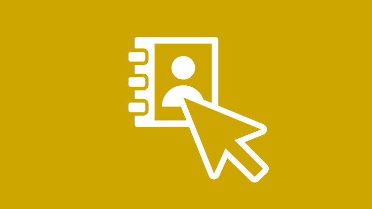 An icon of a cursor clicking on an address book